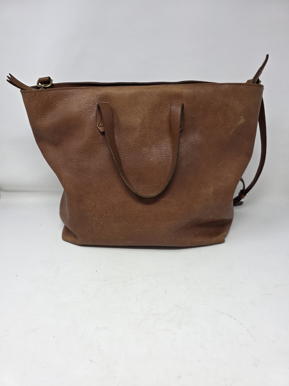 Madewell The Zip Top Medium Transport Tote English Saddle Brown Leather